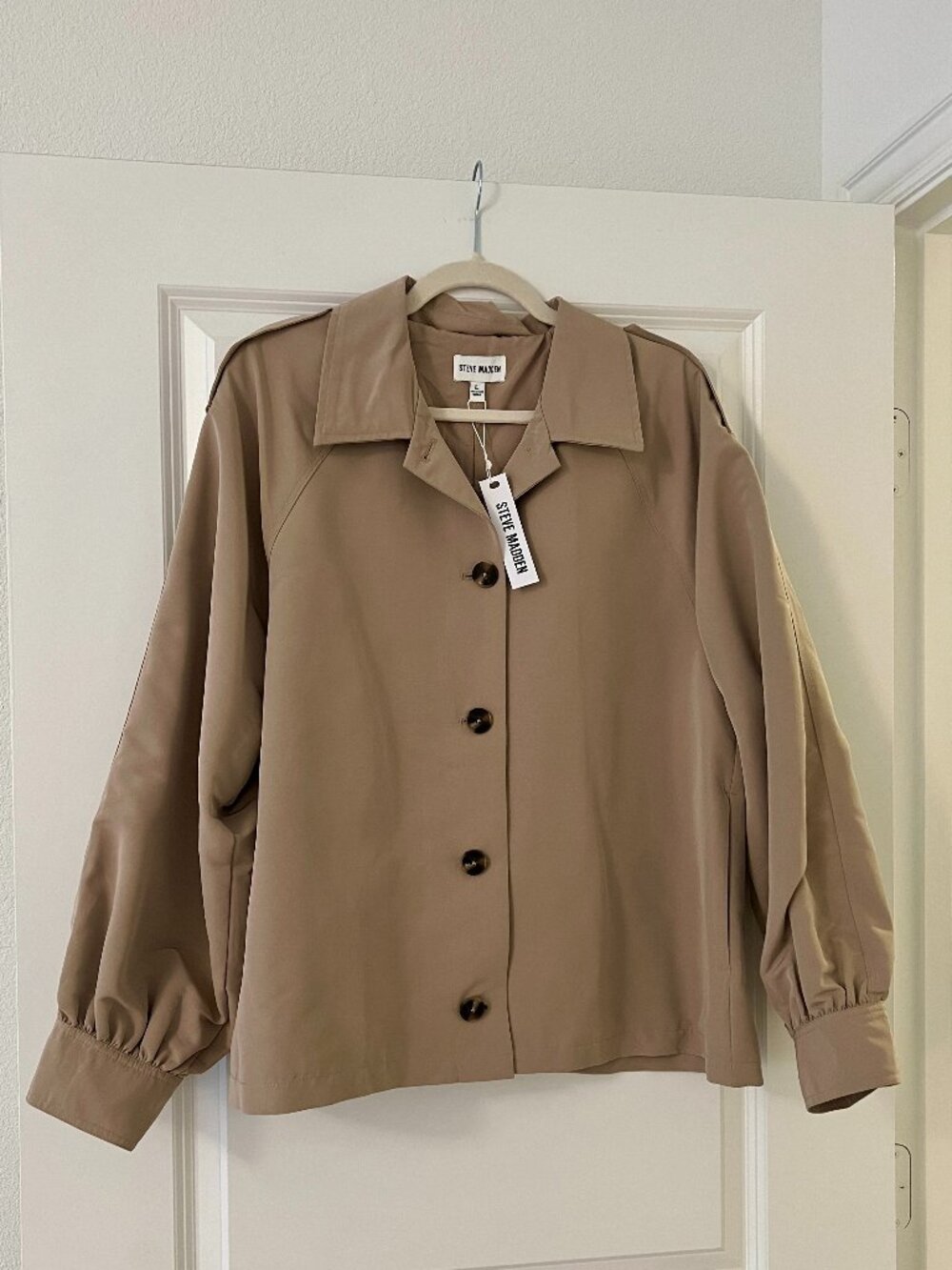 Steve Madden Khaki Short Trench Coat Jacket, NEW